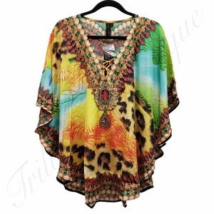 LA MODA Women's Luxe Resort Caftan Cover-Up Multicolor NWT ONE SIZE